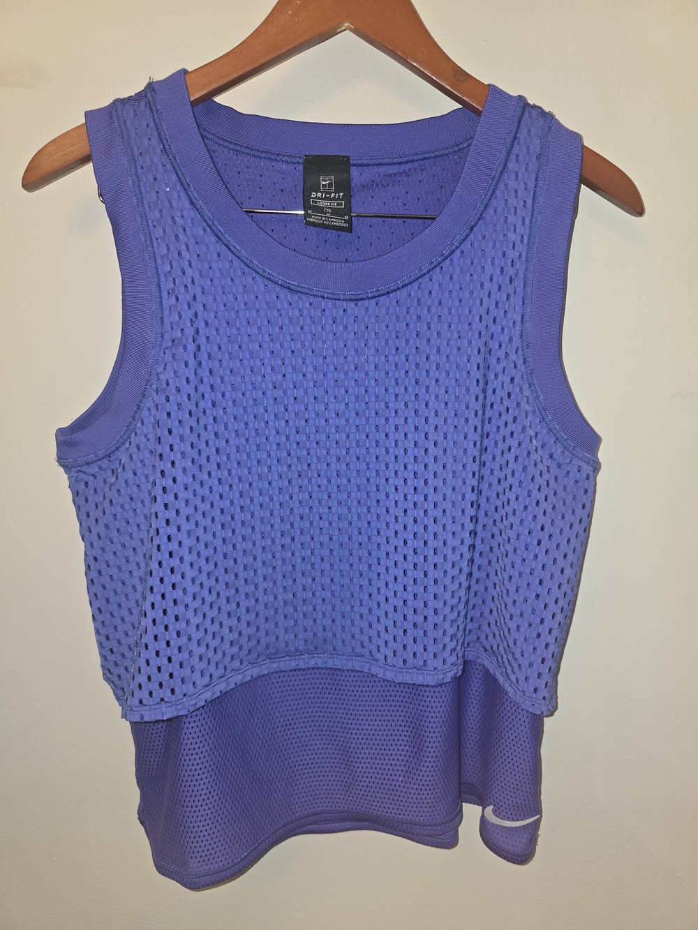 Nike Women's Purple Layered Mesh Dri-FIT Tank Top